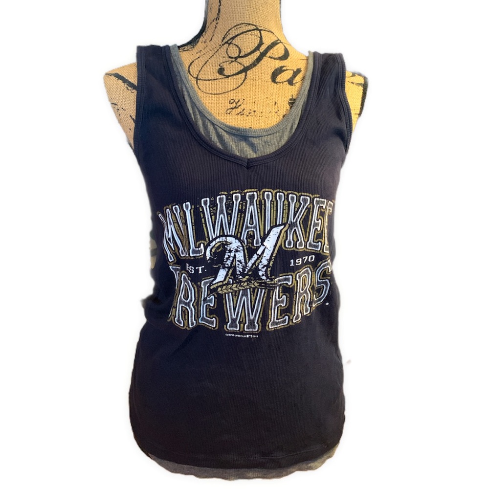 ⚾️ Milwaukee Brewers Layered Look Ribbed Tank  Lg